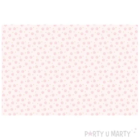 obrus papierowy kocie lapki rozowy jasny partydeco 120 x 180 cm