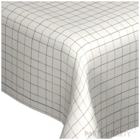 obrus papierowy kratka bialy partydeco 180 x 120 cm