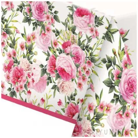 obrus papierowy kwiat rozy rozowy jasny maki 180 x 120 cm