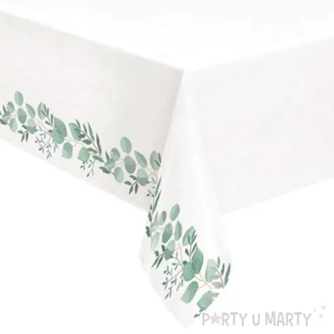 obrus papierowy liscie na galezi botanical bialo zielony unique 213 x 137 cm
