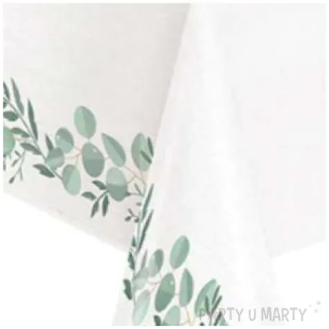 obrus papierowy liscie na galezi botanical bialo zielony unique 213 x 137 cm
