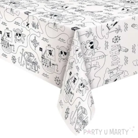 obrus papierowy piracki swiat bialo czarny unique 213 x 137 cm