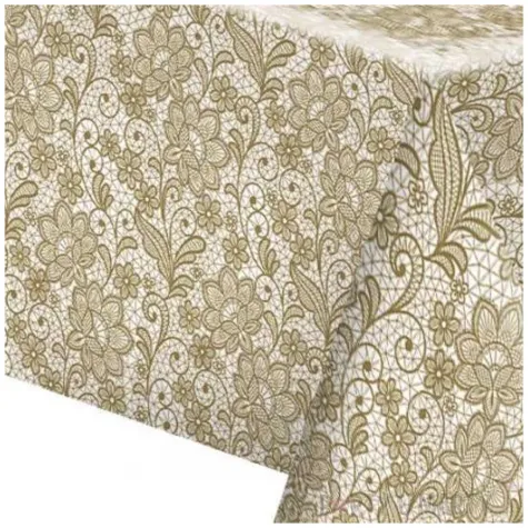 obrus papierowy roslinny ornament zloty maki 180 x 120 cm