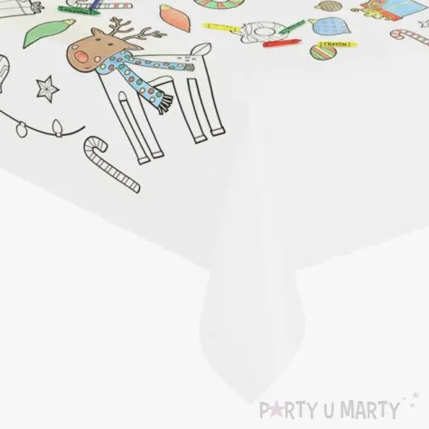 obrus papierowy swiateczna kolorowanka bialy amscan 91 x 122 cm