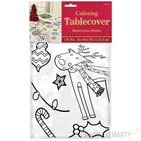 obrus papierowy swiateczna kolorowanka bialy amscan 91 x 122 cm