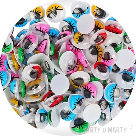 oczka kolorowe z rzesami titanum 10 mm 100 szt