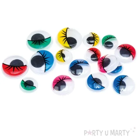 oczka samoprzylepne ruchome z rzesami mix brewis 15 mm 16 szt