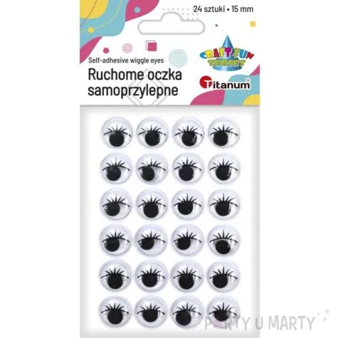 oczka samoprzylepne ruchome z rzesami titanum 15 mm 24 szt