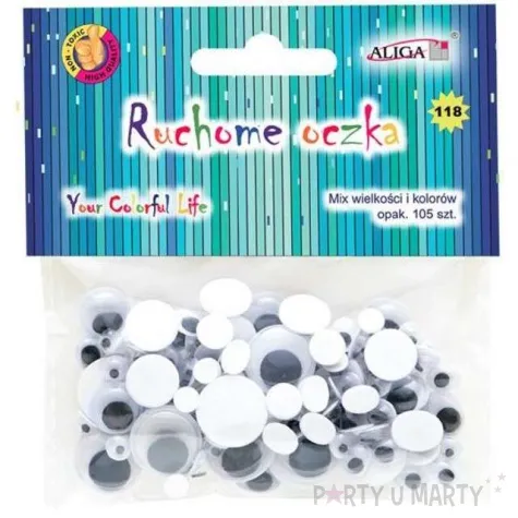oczy samoprzylepne ruchome classic aliga 105 szt