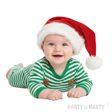 odatek do stroju na mikolajki boze narodzenie czapka mikolaja dla dzieci welurowa 26x35 cm