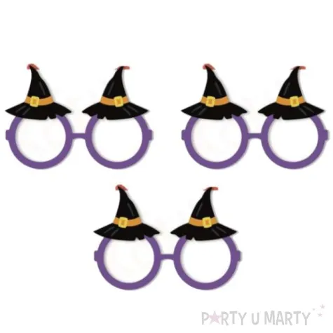 okulary halloweenowe kapelusze wiedzmy fioletowe 3 szt