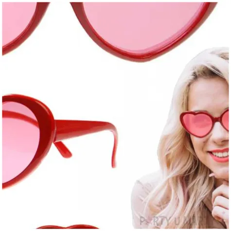 okulary na walentynki serduszka czerwone partydeco