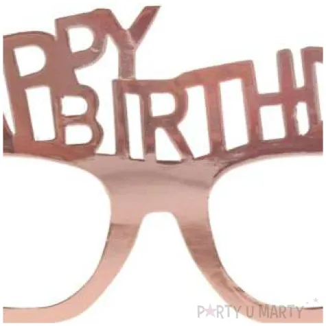 okulary papierowe happy birthday rozowe zloto godan 4 szt
