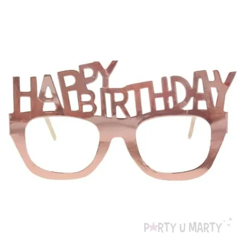 okulary papierowe happy birthday rozowe zloto godan 4 szt