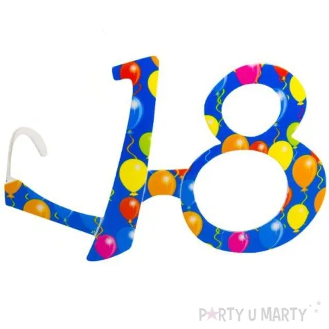 okulary party 18 urodziny balony niebieskie folat