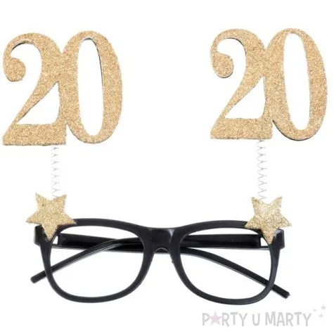 okulary party 20 urodziny czarno zlote santex