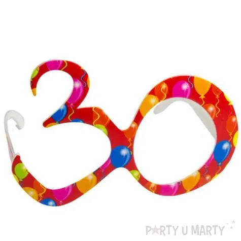 okulary party 30 urodziny balony czerwone folat