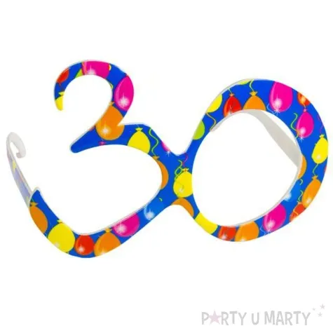 okulary party 30 urodziny balony niebieskie folat