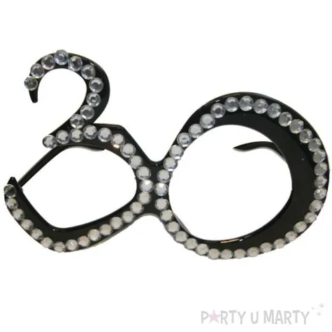 okulary party 30 urodziny diamentowa ramka czarne folat