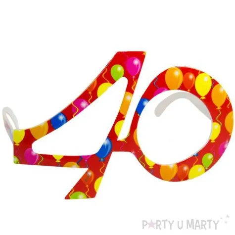 okulary party 40 urodziny balony czerwone folat
