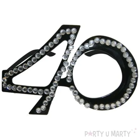 okulary party 40 urodziny diamentowa ramka czarne folat