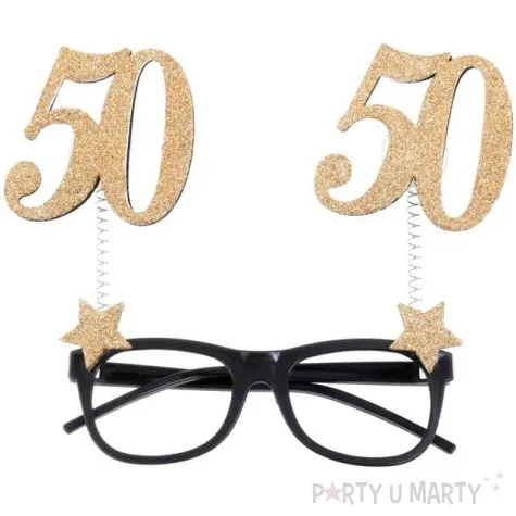 okulary party 50 urodziny czarno zlote santex