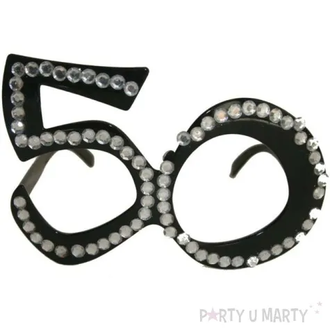 okulary party 50 urodziny diamentowa ramka czarne folat