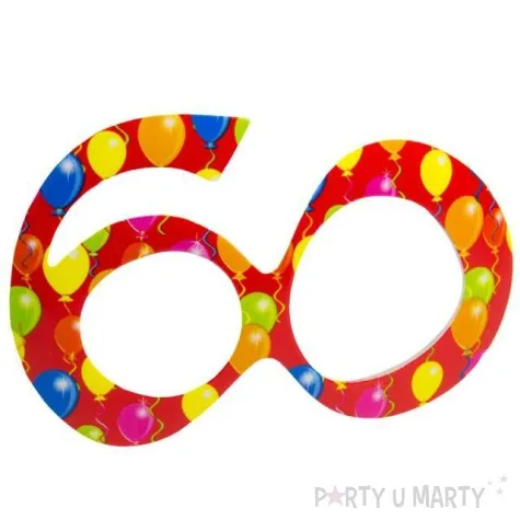 okulary party 60 urodziny balony czerwone folat