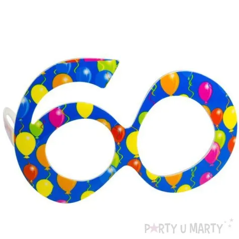 okulary party 60 urodziny balony niebieskie folat