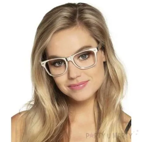 okulary party bibliotekarka retro srebrne boland 3 szt