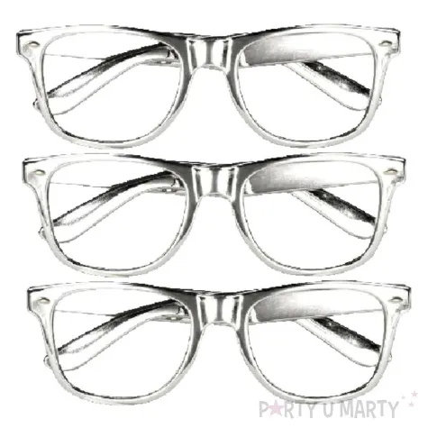 okulary party bibliotekarka retro srebrne boland 3 szt
