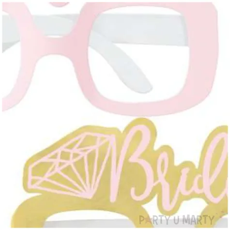 okulary party bride to be papierowe rozowo zloty mix unique 4 szt