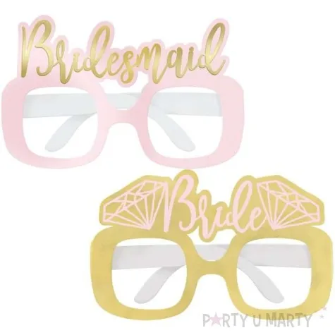 okulary party bride to be papierowe rozowo zloty mix unique 4 szt