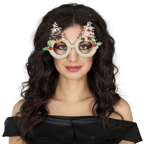 okulary party choinki cekinowe zloty guirca