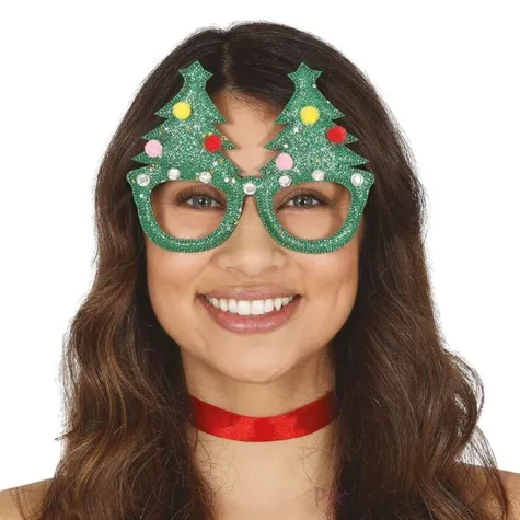 okulary party choinki swiateczne zielony guirca