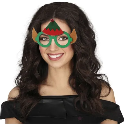 okulary party elf z czapeczka i uszami zielony guirca
