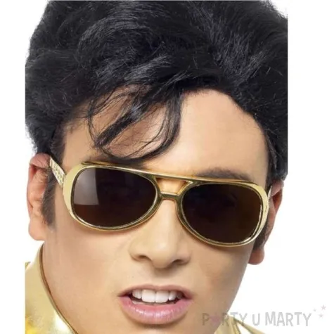 okulary party elvis presley zlote smiffys
