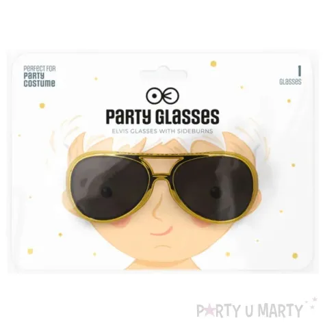 okulary party elvis z bakami zlote partypal