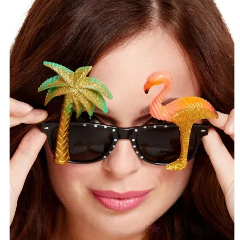 okulary party flaming i palma czarne z cyrkoniami smiffys