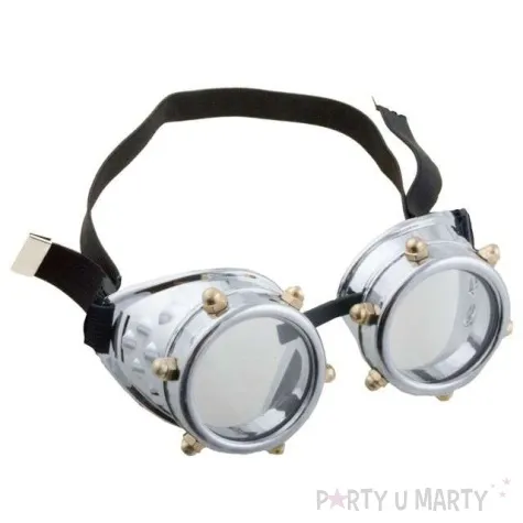 okulary party gogle steampunk srebrne funnyfashion