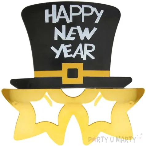 okulary party gwiazdki happy new year zloty godan