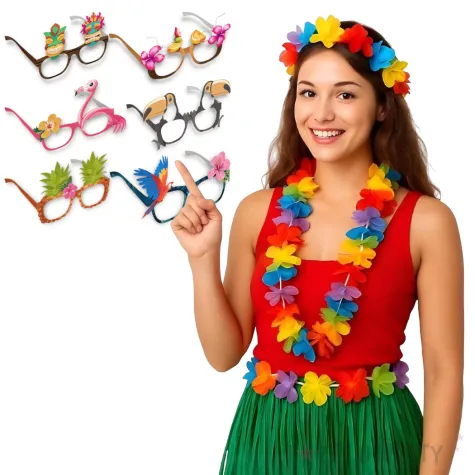 okulary party hawajski mix hello aloha 6 szt