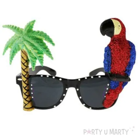 okulary party hawajskie z papuga