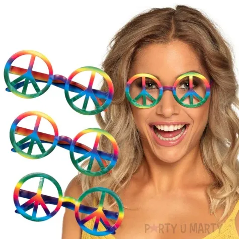 okulary party hipis pacyfki teczowy boland 3 szt