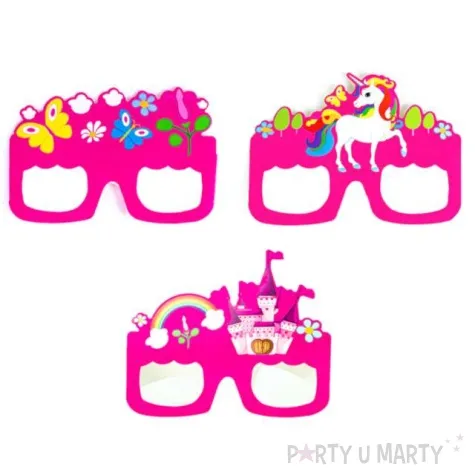 okulary party jednorozec unicorn rozowy partypal 3 szt