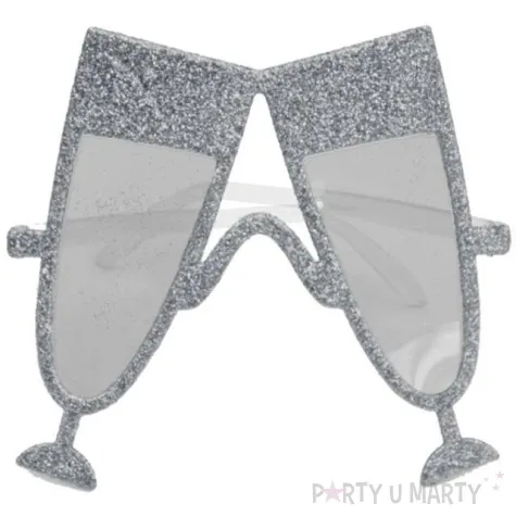 okulary party kieliszki szampana srebrne folat