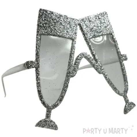 okulary party kieliszki szampana srebrne tamipol
