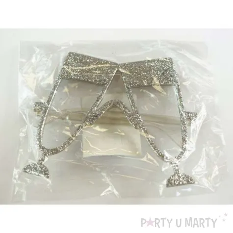 okulary party kieliszki szampana srebrne tamipol