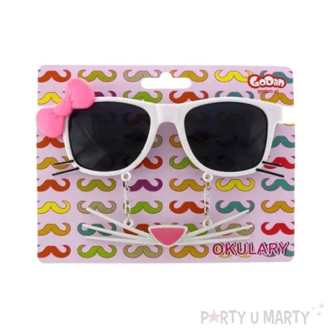 okulary party kotek z wasami