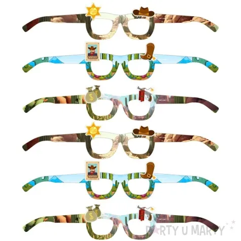 okulary party kowbojska przygoda papierowe 6 szt